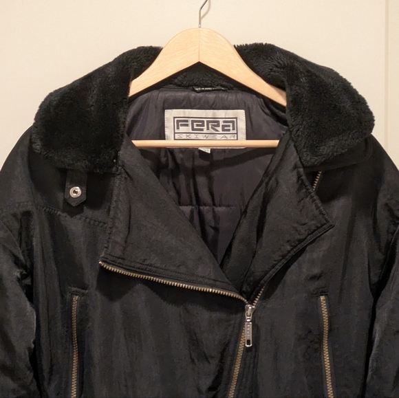 Gorgeous Vintage 90s Fera Skiwear 10 Bomber Jacket With Removable Fur Collar - Picture 2 of 15